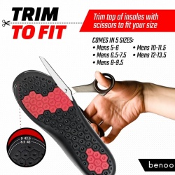 Tălpici Înălțători pentru Bărbați Benoo (+2.5 cm / +1 Inch), Branțuri Invizibile din Gel cu Absorbție a Șocurilor, Mărime Ajustabilă 43-45 (US 10-11.5), Negru - Img 2