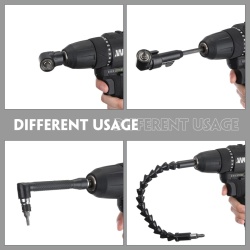 Trusă Completă 14 Piese Typec Home cu Prelungitor Flexibil de Bormașină, Adaptoare Unghiulare 105° și Cheie Tip „L” 90° la 1/4 Inch (6.35 mm), Set Biți Inclus, pentru Șurubelnițe Electrice și Spații Înguste sau Greu Accesibile - Img 3