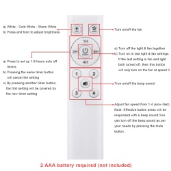 Ventilator de Tavan Inteligent cu Plafonieră LED Gliztech 19 Inch, Dulie E27 cu Înșurubare Rapidă, Telecomandă Inclusă, Lumină Reglabilă (3000K–6500K) și Dimmabilă, Temporizator, Motor Silențios - Img 6
