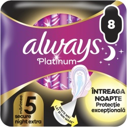 Absorbante Always Platinum Secure Night Extra Duo Pack, 8 buc