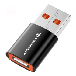 Adaptor Date si Incarcare USB-A - USB-C Techsuit A5 HyperPort, Negru Portocaliu