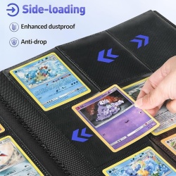Album carti de colectie, 432 buzunare, 24 file fata-verso, 9 buzunare pe pagina, incarcare laterala (Side-Loading), compatibil Pokemon, Magic The Gathering, Yu-Gi-Oh, Negru - Img 5