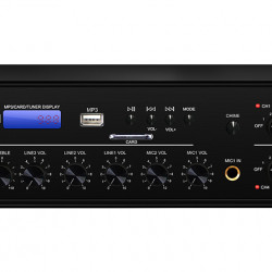 Amplificator 250W cu mixer DSPPA MP610U, 6 zone, USB/SD/Tuner, 4Mic si 3AUX, 100V & 4-16 Ohmi