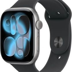 Apple Watch Series 11 GPS+Cellular 46mm Aluminum Case with Black Sport Band - M/L - Space Gray