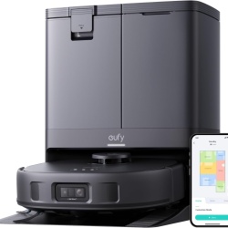 Aspirator robot eufy X10 Pro Omni, 8,000 Pa, Tehnologie MopMaster 2.0, Recipient de praf de 2.5L cu golire automata + uscarea mopului la 45°C, Rezervor de apa de 3L, Autonomie de 173 min, Evitare a obstacolelor cu AI, Negru