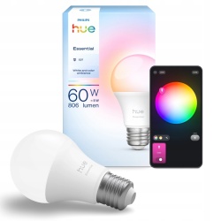 Bec inteligent Philips Hue A60 E27 8W alb, 60x111x111mm, set 1 bucata