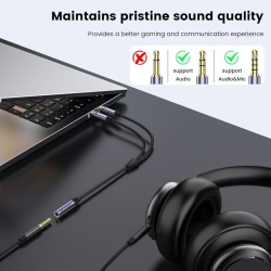 Cablu Adaptor Splitter Audio MOSWAG Jack 3.5mm Mamă la 2x Jack 3.5mm Tată, Conectori Placați cu Aur 24K - Img 4