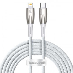Cablu Baseus Glimmer Series cu incarcare rapida USB-C - Lightning 480Mb/s PD 20W 2m alb