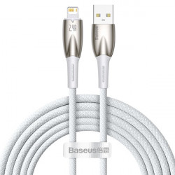 Cablu Baseus Glimmer Series cu incarcare rapida USB-C - Lightning 480Mb/s 2.4A 2m alb