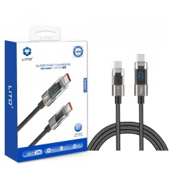 Cablu Date si Incarcare USB-C - Lightning Lito LD09CC Display, 100W, 1.2m, Negru
