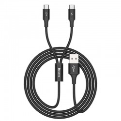 Cablu de date 2 in 1 , Baseus Rapid USB Type C / micro USB , 3A , 1.2M , negru - Img 2