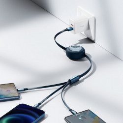 Cablu de date USB la Micro-USB, Lightning, Type-C Baseus, 66W, 1.2m, albastru, CAMLC-MJ01 - Img 3