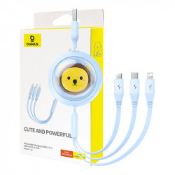 Cablu de incarcare Baseus 3-in-1 USB la USB-C, USB-M, Lightning 3,5 A, 1,1 m (albastru)