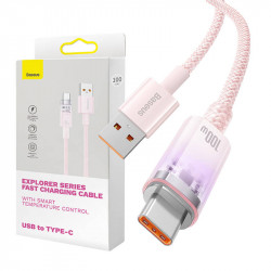 Cablu de incarcare rapida Baseus USB la USB-C 6A, 1 m (roz)