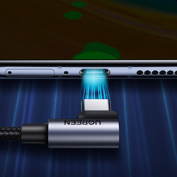 Cablu inclinat Ugreen 90° USB C - USB 2.0 480Mbps 3A 3m negru (US176) - Img 5