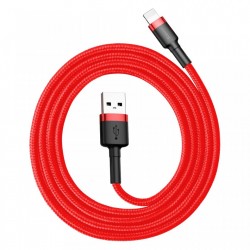 Cablu Lightning pentru iPhone, QC3.0 , 2.4A , 1M, BASEUS Cafule Durable Nylon, rosu - Img 4