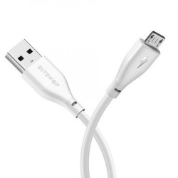Cablu pentru incarcare si transfer de date BlitzWolf AmpCore II BW-MC10, USB/Micro-USB, 2.4A, 30cm, Alb - Img 3