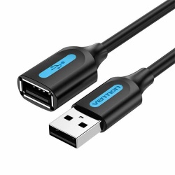 Cablu prelungitor USB Vention, USB 2.0 (M) la USB 2.0 (T), 3m, 480 Mbps, PVC, negru, "CBIBI" (timbru verde 0.18 lei) - 6922794748521