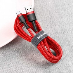 Cablu Type C , QC3.0 , 2.4A , 1M, BASEUS Cafule Durable Nylon, rosu - Img 6