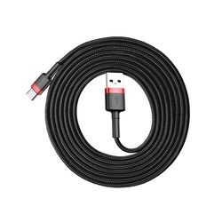 Cablu Type C , QC3.0 , 2.4A , 2M, BASEUS Cafule Durable Nylon, negru+rosu - Img 4