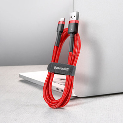 Cablu Type C , QC3.0 , 2.4A , 2M, BASEUS Cafule Durable Nylon, rosu - Img 2