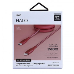 Cablu UNIQ MFI Halo cu cablu retractabil USB-C la Lightning 18W 1.2m - rosu - Img 6
