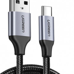Cablu USB-C placat cu nichel QC3.0 UGREEN 0,25 m cu mufa din aluminiu (negru)