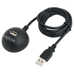 CABLU USB LOGILINK prelungitor, USB 2.0 (T) la USB 2.0 (M), 1.5m, format Docking Station pt. mufa mama, negru, "CU0013B" (timbru verde 0.08 lei)