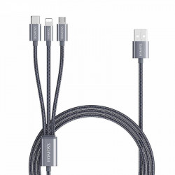 Cablu USB Romoss CB25A 3in1 USB-C / Lightning / Micro 3A 1m (gri)