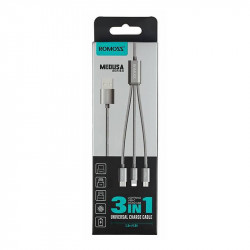 Cablu USB Romoss CB25A 3in1 USB-C / Lightning / Micro 3A 1m (gri) - Img 2