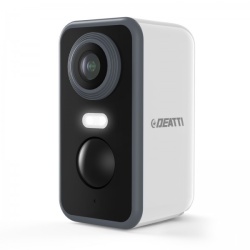 Camera de supraveghere DEATTI pentru exterior cu baterie, 2K WLAN camera IP pentru exterior/interioara cu senzor de mișcare PIR, audio bidirecțional, vedere nocturna color, impermeabila IP66, stocare in cloud/SD
