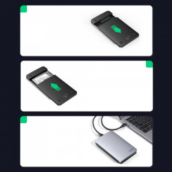 Carcasa hard disk externa Ugreen HDD SSD SATA III (6 Gbps) 2,5'' USB 3.2 Gen 2 USB Typ C + cablu 0,5 m gri (70499 CM300) - Img 5