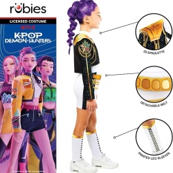 Costum Deluxe Copii Rubies Rumi Golden Hybrid – K-Pop Demon Hunters, Licențiat Oficial Netflix, Include Top, Jachetă, Pantaloni Scurți și Jambiere, pentru Carnaval, Halloween și Petreceri Tematice - Img 6