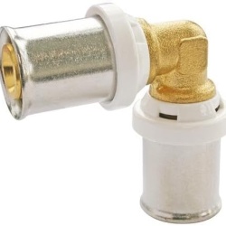 Cot Egal la 90° pentru Țeavă Multistrat (PEX-AL) Ø 26 mm SOMATHERM FOR YOU, Fiting Presare Multi-Profil Compatibil Falcă TH, H și U, Manșon Inox cu Fereastră de Control, Inel PTFE Anti-Coroziune Galvanică - Img 4