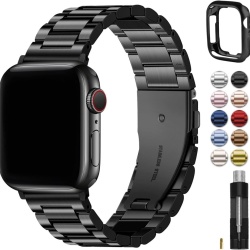 Curea Metalică Fullmosa cu Husă de Protecție Inclusă pentru Apple Watch 44mm / 45mm / 42mm, Design Elegant din Oțel Inoxidabil