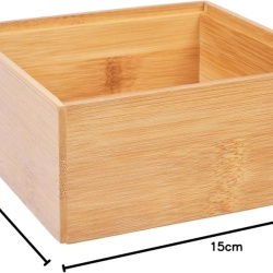 Cutie Organizatoare din Lemn de Bambus Zeller 13330, Dimensiuni 15 x 15 x 7 cm, Finisaj Natural, pentru Sertare, Birou, Baie și Bucătărie, Bej - Img 3