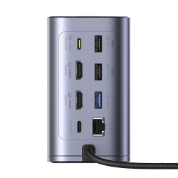 DOCKING STATION Baseus Spacemate RD1 12 in 1, input USB Type-C, output 2xHDMI 4K@60Hz, 2xUSB-C (10Gbps), 2xUSB-A (5Gbps), 2xUSB, 1xRJ45, card reader SD/micro SD, 1XUSB-C (PD), gri - Img 4
