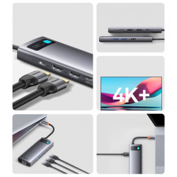 Docking Station HUB 9 in 1 USB Type C - 2 x HDMI / 2 x USB 3.2 Gen. 1/1 x USB 2.0 / 1 x Power Delivery / 1 x SD card reader / 1 x TF card reader / 1 x RJ-45 gray (WKWG060013) - Img 2