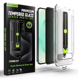 Folie de protectie Ecran Privacy Techsuit TitanGlass CrystalHD pentru Samsung Galaxy S26 Plus, Sticla Securizata, Full Glue