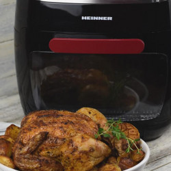 Friteuza cu aer cald Heinner Crystal Clear HAF-B2000FB, 2000W, capacitate cos 4.5L, capacitate cuptor 11L, 8 programe, 3 rafturi pentru preparare cu aer cald, tija rotisor, temperatura reglabila: 30-200˚C, temporizator: 4h, Rosu - Img 8