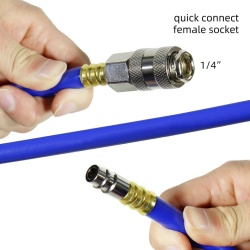 Furtun Spiralat pentru Compresor de Aer Typec Home 10 m, Diametru 1/4", Cuplaj Rapid European, Poliuretan PU Rezistent la Presiune, Albastru - Img 8