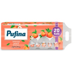 Hartie igienica Pufina Piersica, 20 role, 3 straturi