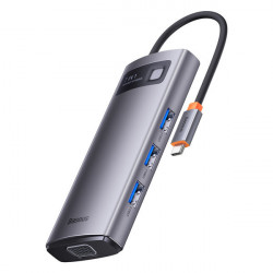 HUB 7 in 1 USB Type C Docking Station - 1 x HDMI / 1 x VGA / 3 x USB 3.2 Gen. 1/1 x Power Delivery / 1 x RJ-45 Ethernet Gray (WKWG040013)