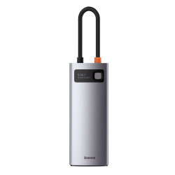 Hub 8in1 Baseus Metal Gleam Series, USB-C la 3x USB 3.0 + HDMI + USB-C PD + Ethernet RJ45 + microSD / SD
