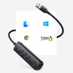HUB USB 4-în-1 Ugreen - 4x USB tip A 3.0 PD DC 12V 0.25m negru (CM416 10915) - Img 4