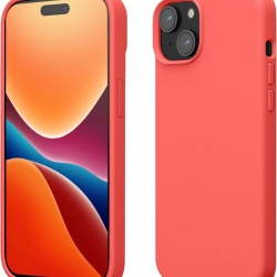 Husă de Protecție pentru Apple iPhone 15 din Silicon TPU Flexibil Anti-Șoc, Margini Înălțate pentru Ecran și Cameră, Suprafață Mată Anti-Alunecare, Compatibilă Încărcare Wireless, Coral Fluorescent - Img 1
