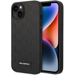 Husa Karl Lagerfeld Saffiano Monogram pentru Apple iPhone 14 Plus, Neagra KLHCP14MSAKLHPK