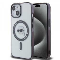 Husa MagSafe pentru Apple iPhone 15, Karl Lagerfeld, IML Karl's Head, Transparenta