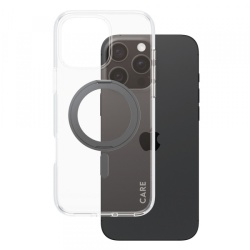 Husa MagSafe pentru Apple iPhone 16 Pro Max, PanzerGlass, Care Feature Kickstand, Transparenta Neagra