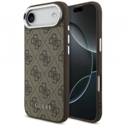 Husa MagSafe pentru Apple iPhone 17 Air, Guess, 4G Classic Logo, Maro